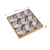 Silver  -- 9 pcs Square  set with wooden tray