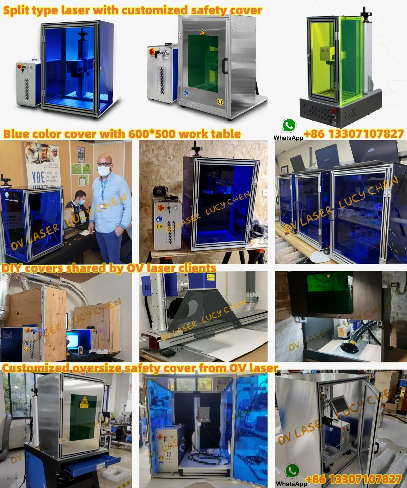 Split Type Laser Marking Machine with Safety Cover Enclosure for Laser Engraving Machine Fiber Laser Marker