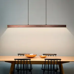 Modern Minimalist Brown LED Chandelier Pendant Lights with Remote Control for Restaurant Dining Room Office Indoor Lighting