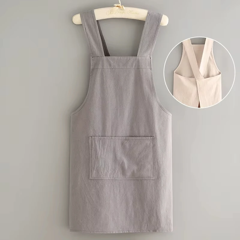 Solid Color Men Women Custom Logo Oilproof Waterproof Apron Sleeveless Aprons Kitchen Cooking Restaurant Bib Apron with Pocket