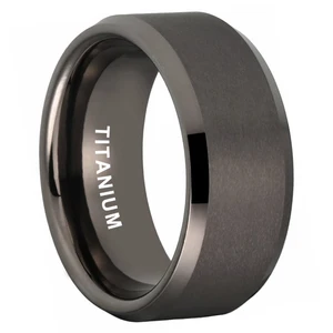 Coolstyle Jewelry 10mm Wholesale Beveled Edges Matte Finish Gunmetal Titanium Ring for Men Women Fashion Engagement Wedding Band