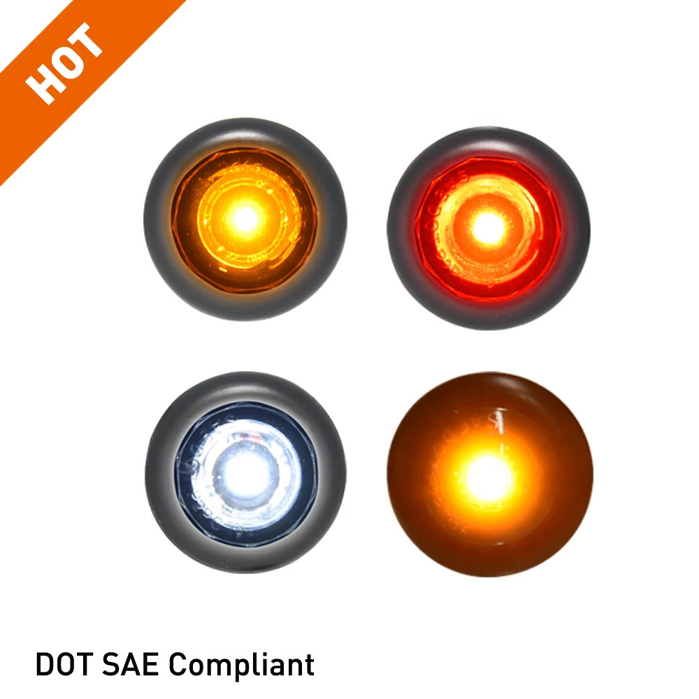 0.75" Mini Round LED Marker & Clearance Light Trailer Side Marker Light