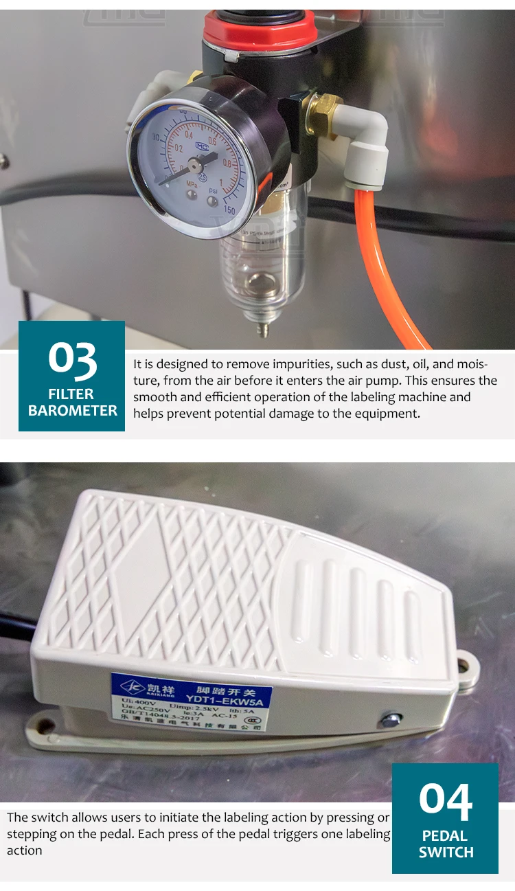 Yimu Ym120 Desktop Pneumatic Label Applicator Tabletop Small Semi