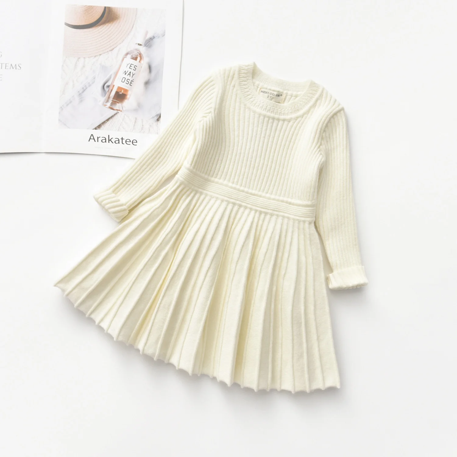 Wholesale Vintage Toddler Kid Girls Knitted Dress Autumn Winter Soft  Ruffles Long Sleeve Dresses For Girls Children Knitted dress From  m.