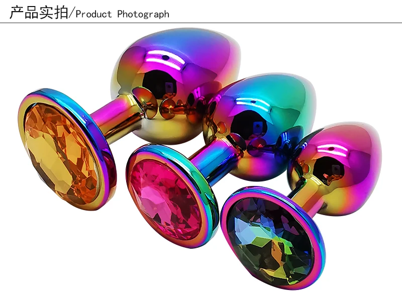 Colorful Rhinestone Buttplug Decorative Crystal Rainbow Metal Princess Anal Butt Plug