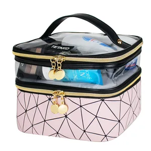 Women Transparent Cosmetic Brushes Toiletry Organizer Girls Waterproof PVC Custom Clear Makeup Bags