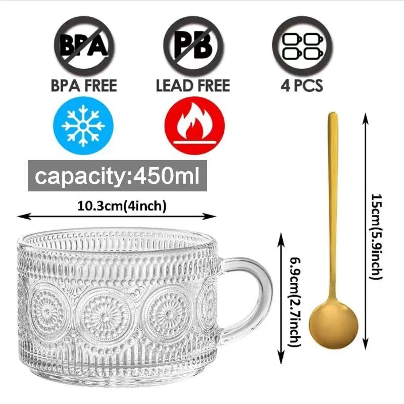 Набор 2 винтажных переливающихся стеклянных кружек с тиснением чашка для чая 14 унций Классическая прочная водная вечеринка индивидуальным логотипом подарки
