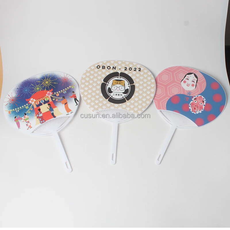 Factory Price Custom Design Uchiwa Plastic Hand Fan Advertising pp Hand Fan