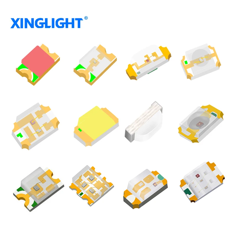 Free Sample SMD LED Chip 0201 0402 0404 0603 0805 1205 1206 1209 1210 1615 Chip Lamp Bead Light-Emitting Diode