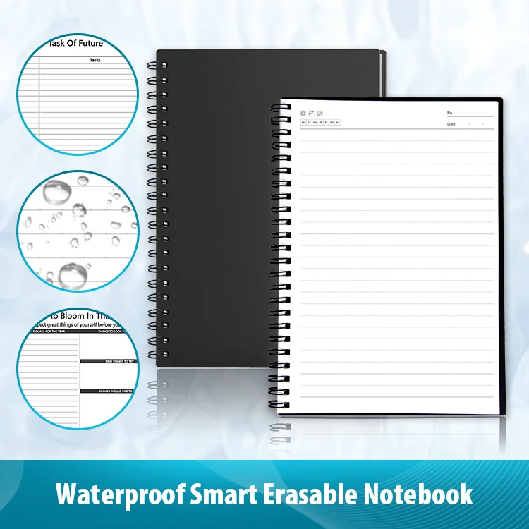 Water Proof Spiral Notebook Rocketbook Erasable Reusable Writing Smart