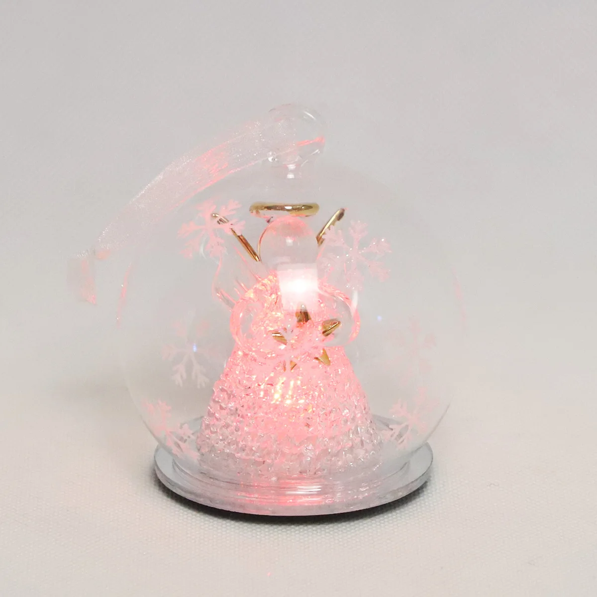 Christmas Hanging Decorative Ornament Lighted Glass Christmas Angel Holding Star Snow Globe Decorations Ball Ornament