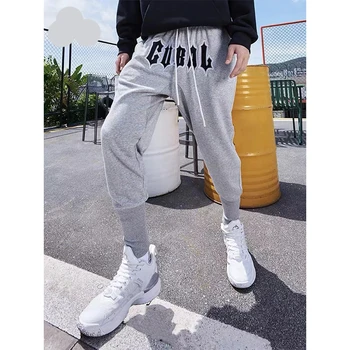 Custom Men Cotton Trendy Training Pants Casual Printing Elastic Woven Pants Black French Terry Men's Pants With Multiple Pockets