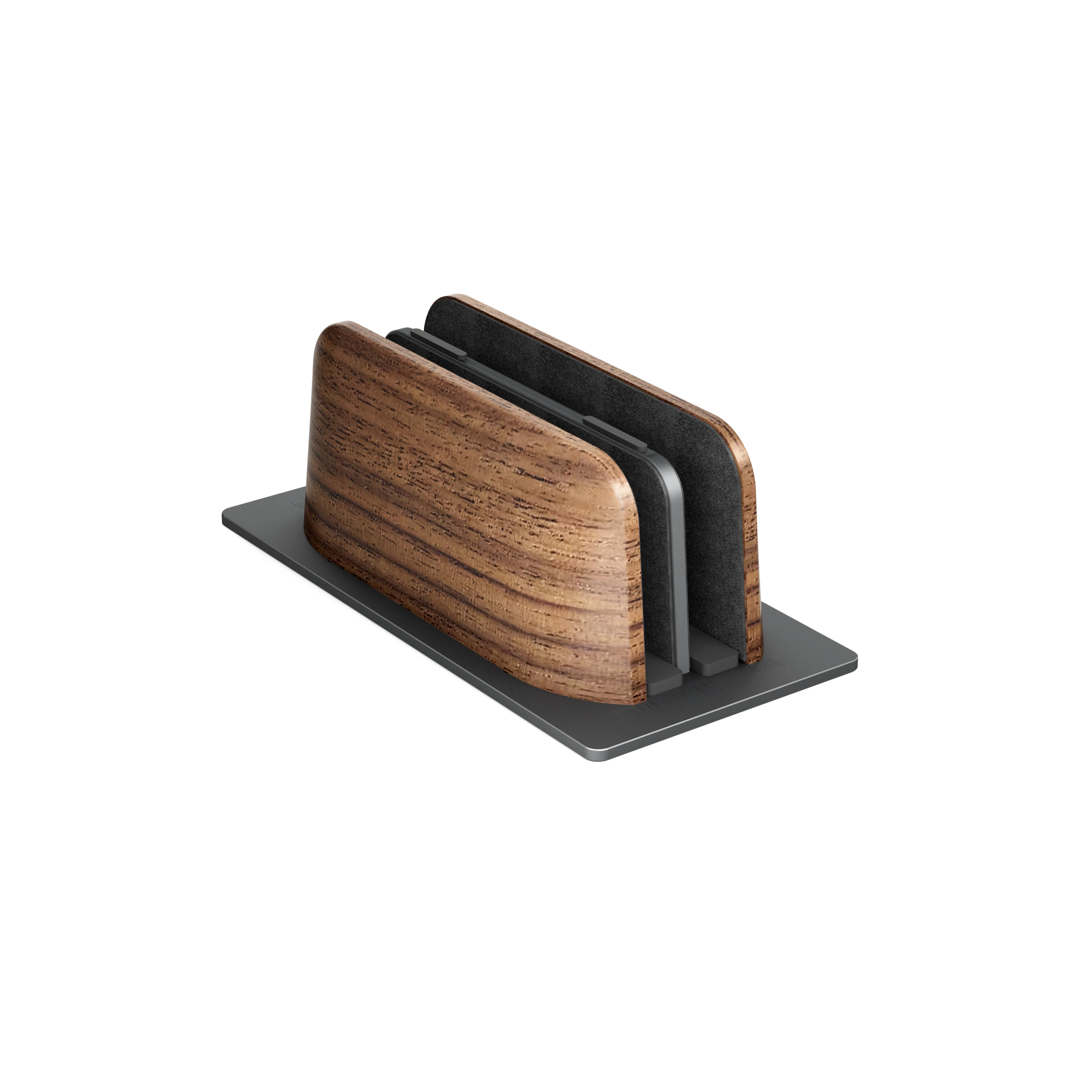 Customized Computer Accessories Wooden Laptop Vertical Stand Holder Double Fixed Bracket Portable Walnut Phone ipad Laptop Stand