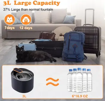 Alternative view of Pet Water Dispenser 102OZ/3L Ultra-Quiet Automatic Cat Drinking Fountains Water Fountain with Replacement Filters