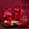 Wine-red bow double happiness character