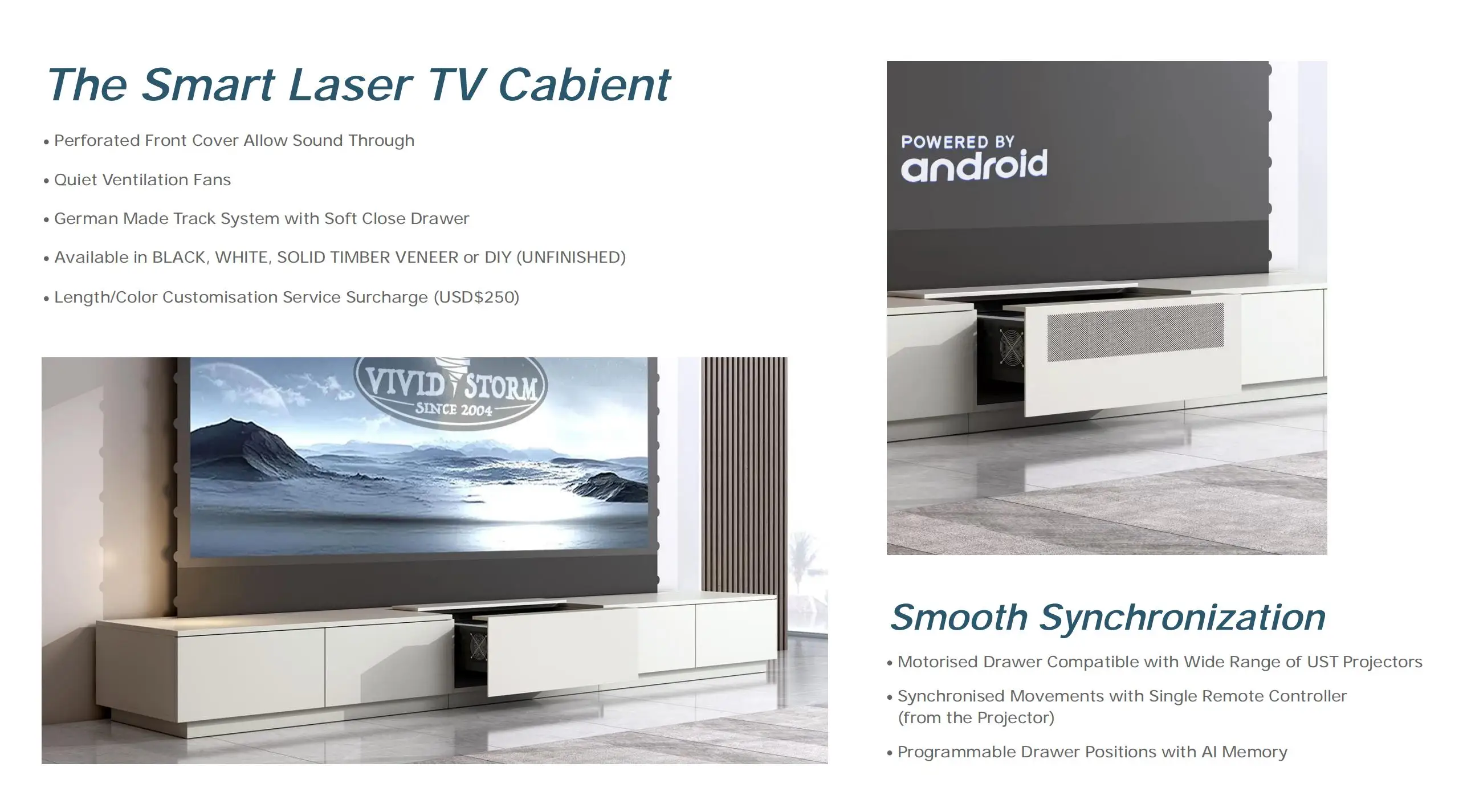 Vividstorm Motorised Laser Tv Tv Stands Projection Screen