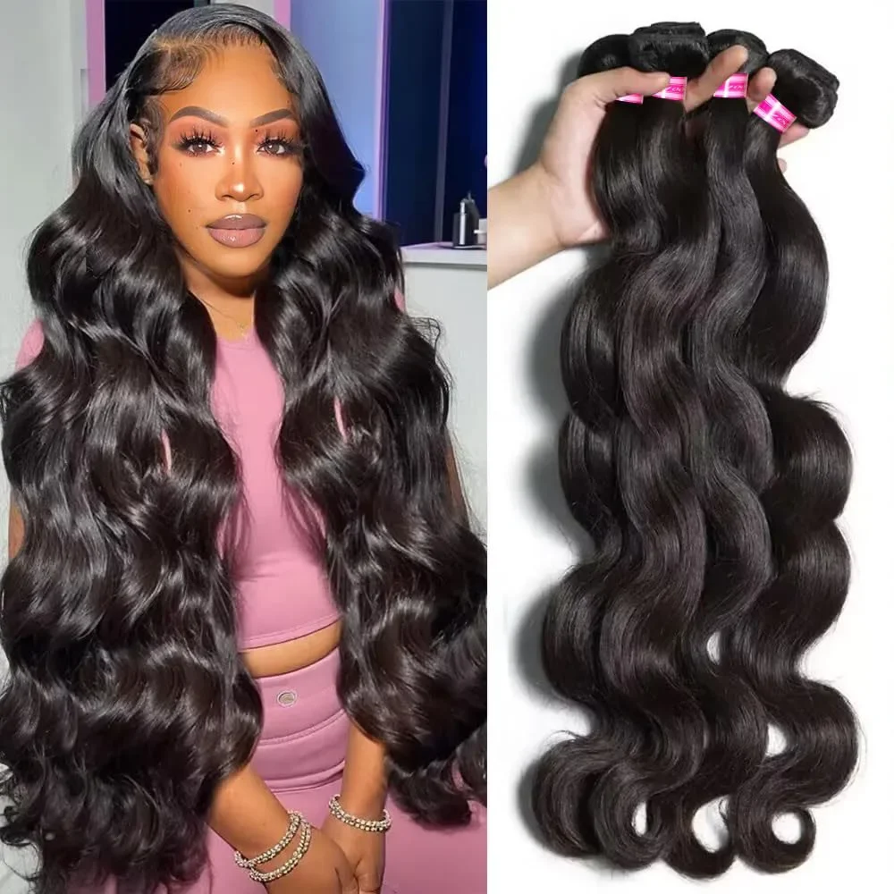 Brasiliano Body Wave Bundles 30 pollici capelli umani pieni e spessi colore naturale Remy Extensions Tissage_voghion.com