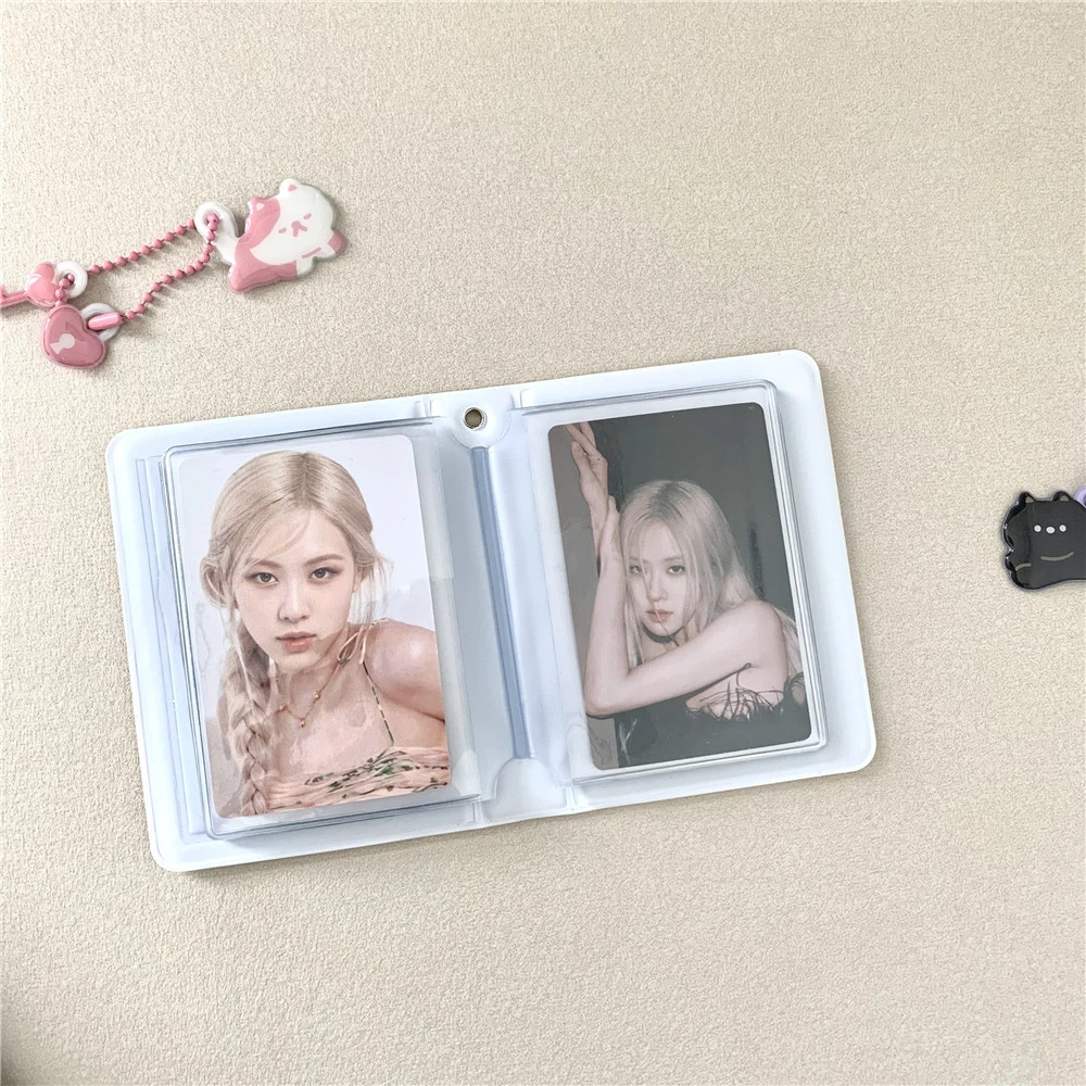 2 Mini Album Fotografici Kpop – Raccoglitori Da 7.6 Cm A Forma Di Cuore Con Fori, Porta Photocard In PVC, Rosa E Viola - 3