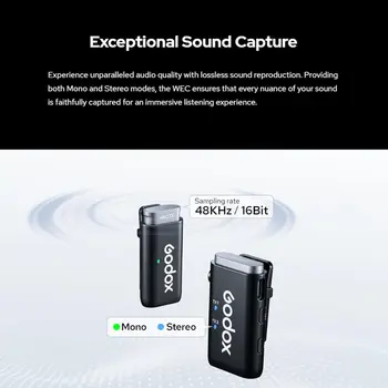 Godox WEC Wireless Lavalier Microphone, 2.4G Lapel Mic 656FT 8H Compact Wireless Mic (WEC Kit 1) detail image