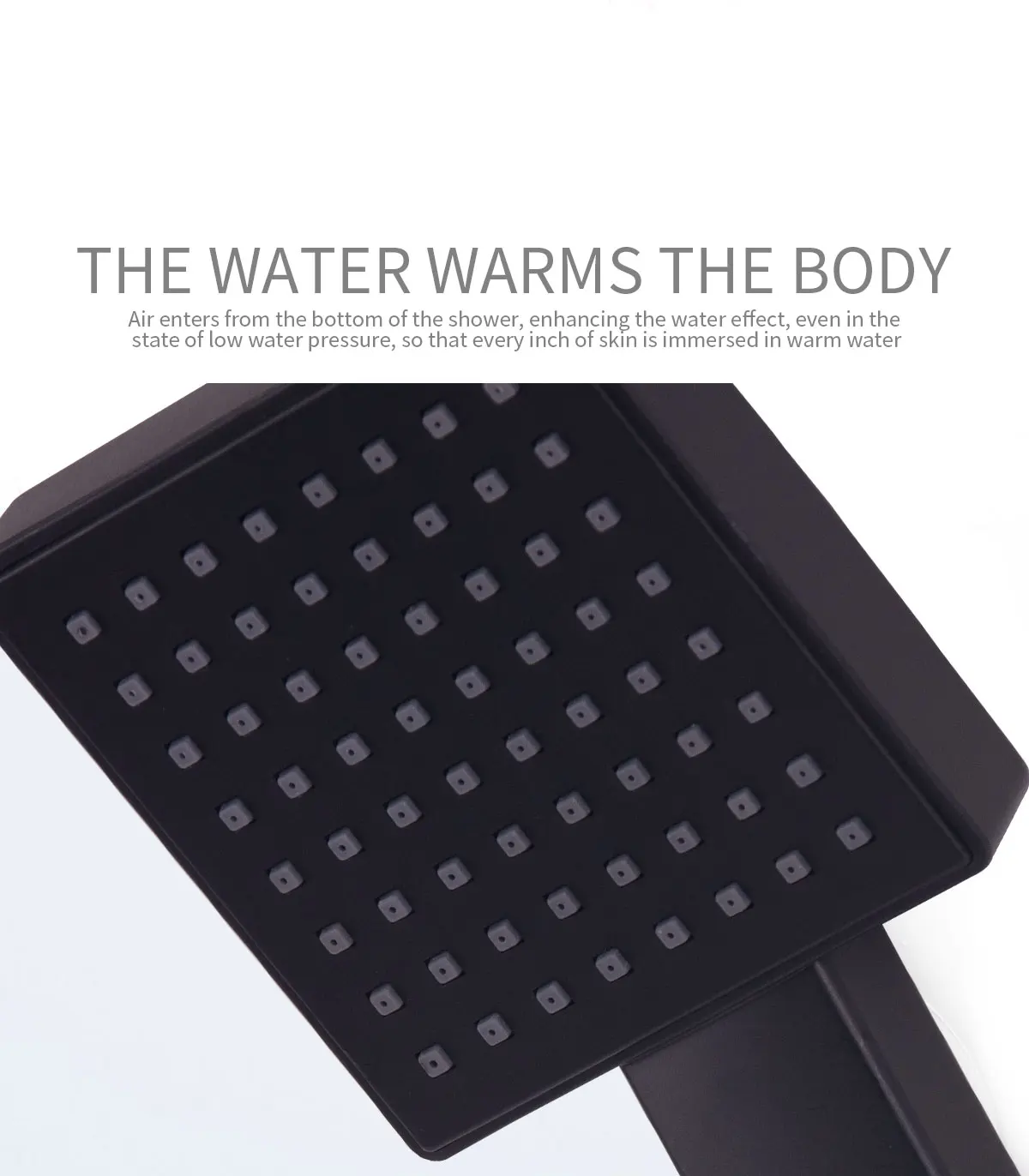 Modern Brass Square Single Function Bar Valve Shower  System - Black factory