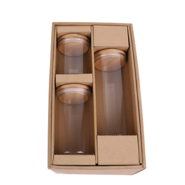 Hot Sale Borosilicate 200ml Glass Bath Salt Jar With Spoon Bamboo Lid