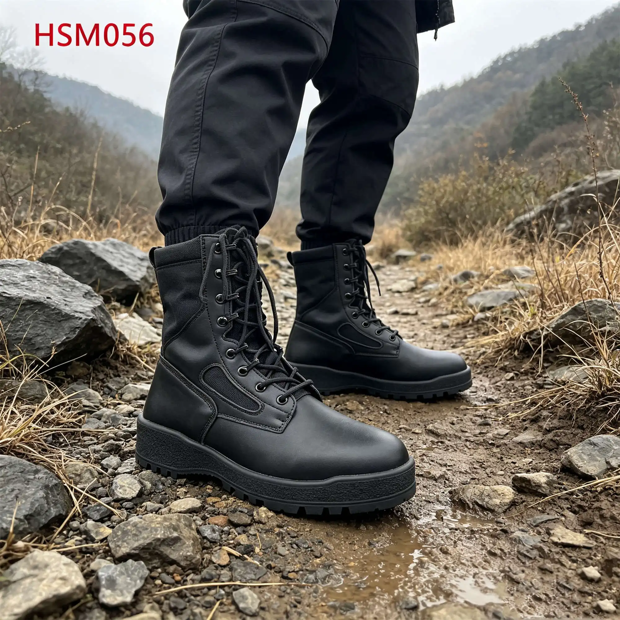 ZYF,Hillside Walking 8 Inch Retail Hua Singh Men Leather Boots Forest Zone Survey Anti-impact Rubber Sole Tactical Boots HSM056