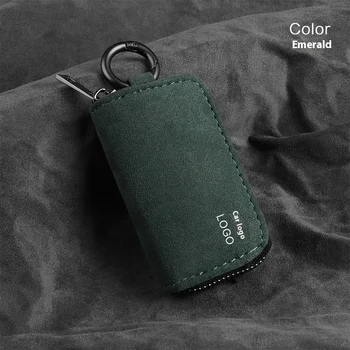 Advanced Full Coverage Custom Car Logo Key Case Anti-Lost Anti-Scratch Protection with Hidden Zipper Leather Bag with Decoration