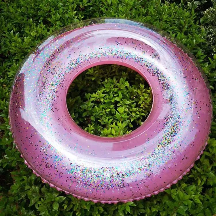 Factory Hot Sell Customize Inflatable Swim Ring Adults and Kids Floating Toys for Pool Pvc Material Glitter Swim Tubes Wholesale