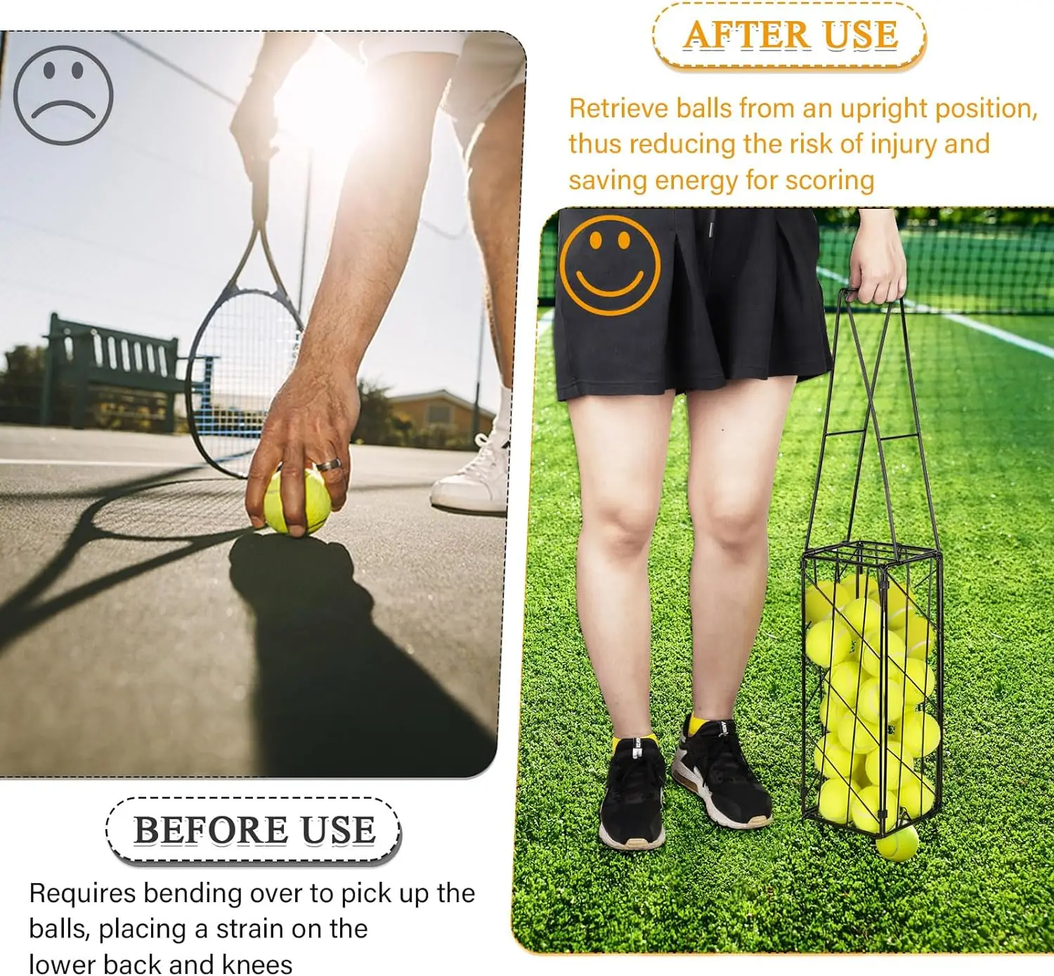 Индивидуальный металлический черный портативный коллектор для пиклбола и теннисных мячей сборщик бункера сбора