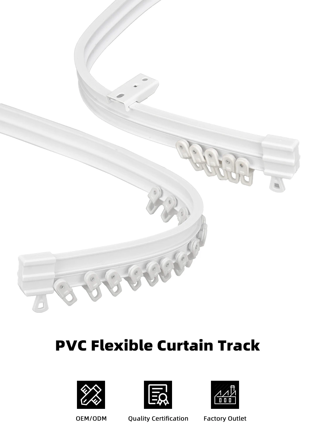 Jns Pvc Flexible Bendable Curtain Rail Runner Curved Ripple Fold