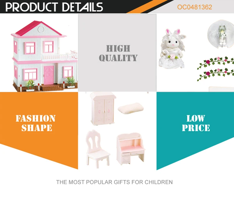High Quality Simulation Cute Rabbit Playhouse Mini Doll House Toy With Light