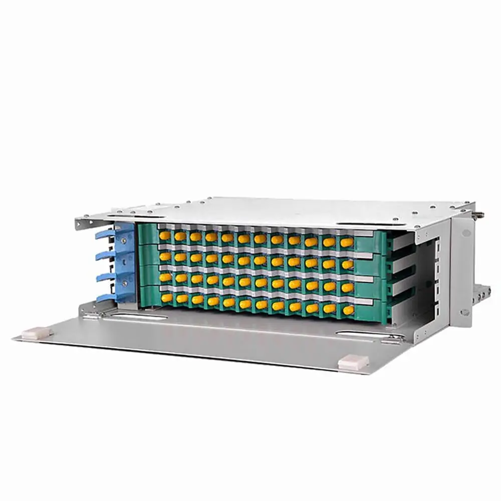 Rack Mount ODF Fiber Distribution Frame 48 Port ST Modular Steel Panel Drawer Design High Density Patch Splicing Cabinet