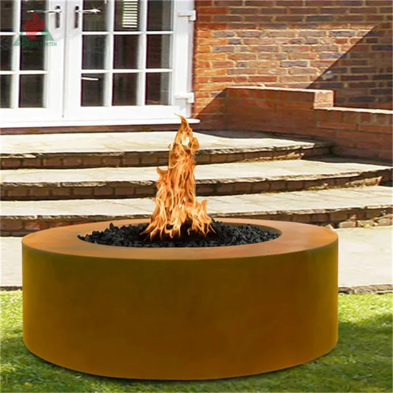 Стальная газовая яма corten, наружные пожарные ямы, газовая горелка, газовая внутренняя пропана