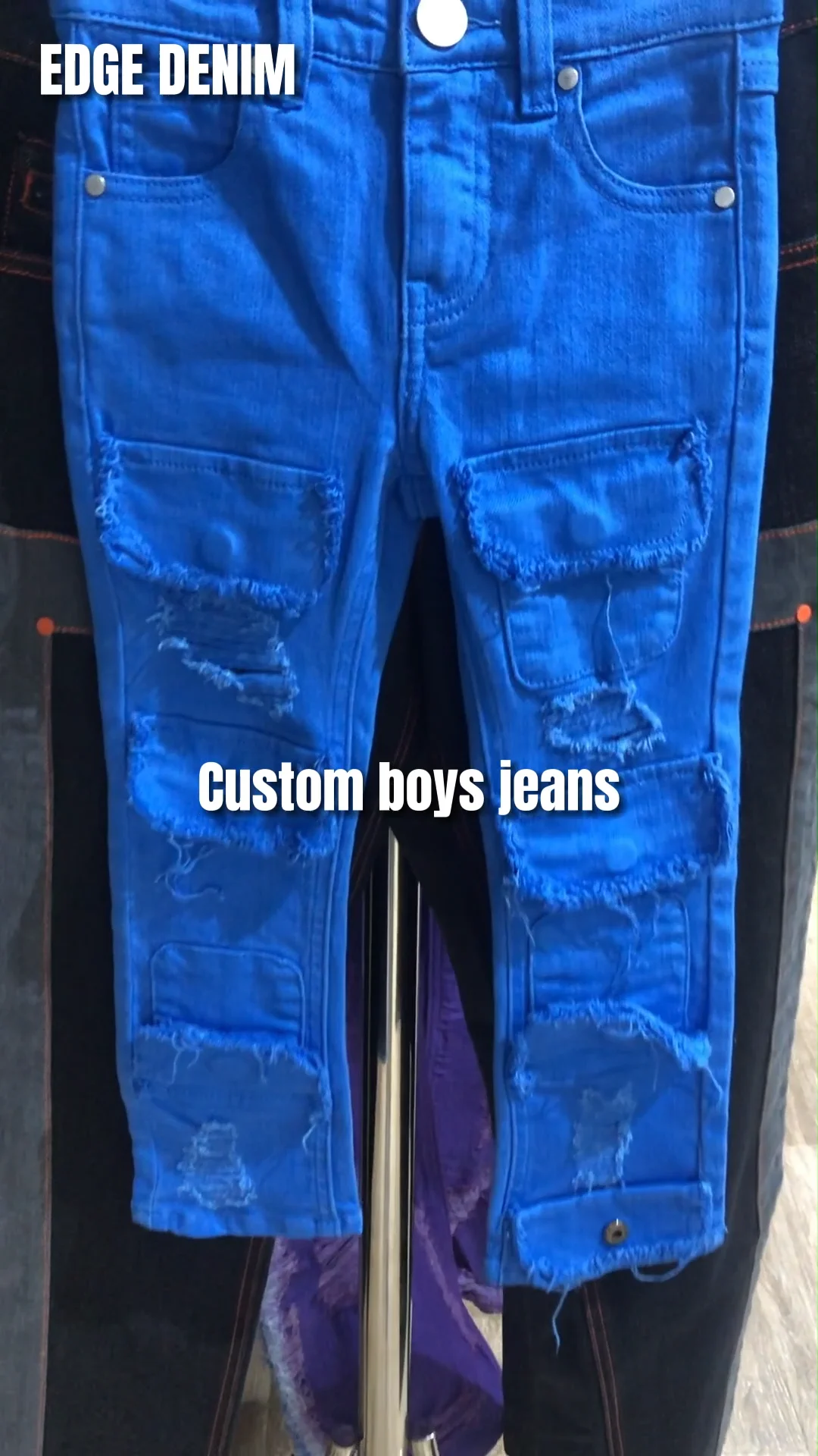 Edge Denim Manufacturers Custom Distressed Cargo Toddler Kids Stacked