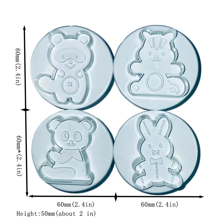 4 PCS Animal Series Raccoon Rabbit Panda Squirrel Christmas Cookie Cutter Set DIY Cookie Molds