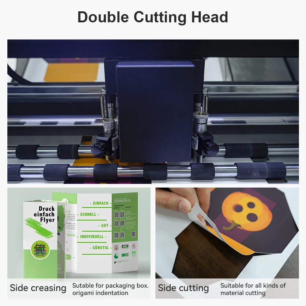 Multi-functional Kiss Cutting Double Dual Head Blade A3 A3+ Box Cutting and Creasing Machine with Automatic Feeder CCD Camera