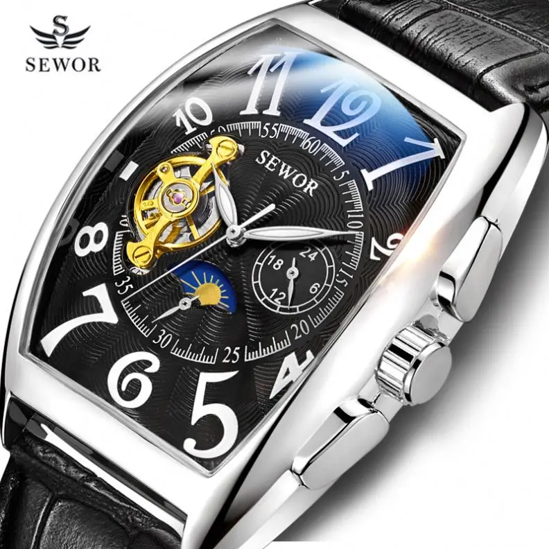 SEWOR Top Brand Luxury Rectangular Men Watches Automatic Mechanical Watch  Roman Display Antique Clock Relogio Wrist Watch | Wish