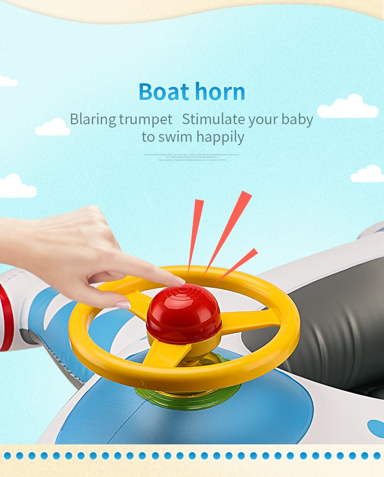 New 0.3mm Pvc 1 to 4 Years Old Kids Inflatable Airplane Swimming Seat Floating Children Water Toy Steering Baby Swim Ring