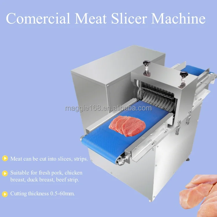 High Efficiency Fully Automatic Horizontal Belt Fresh Meat Slice Cutter Lamb Tripe Mutton Beef Pork Fillet Cutting Machine