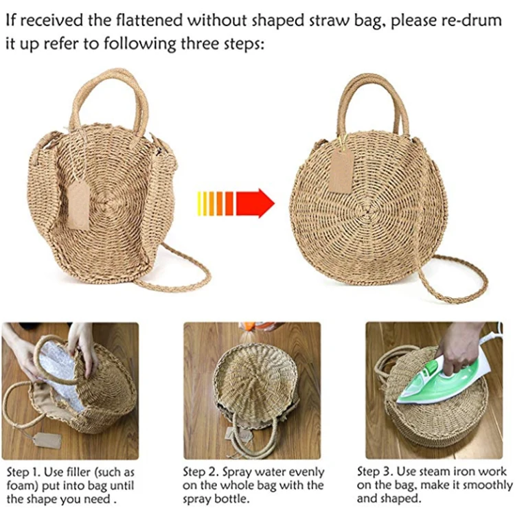 Summer Beach Embroidery Moroccan Straw Tote Bag Straw Bag Straw Beach