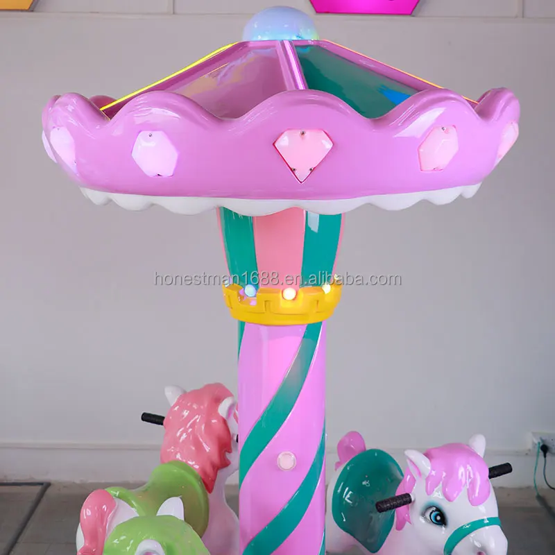 Mini 3-Seats Indoor Merry-Go-Round Horse Carousel Ride Coin-Operated Outdoor Playground for Kids Babies Sale