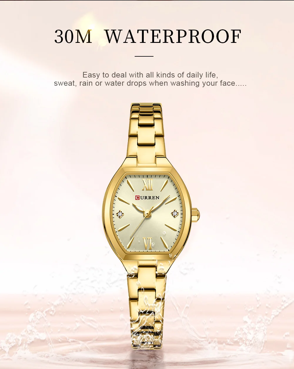 CURREN 9112 Women's Watches Luxury Tonneau Original Top Brand Quartz Watch Waterproof Luminous Hands Femme Wristwatch for Ladies