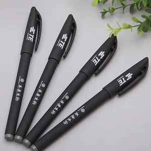 Factory Supply High Quality Black Rubber Coated Plastic Gel Ink Pen with Custom Logo Office Supplies Promotion Plastic Gel Pen