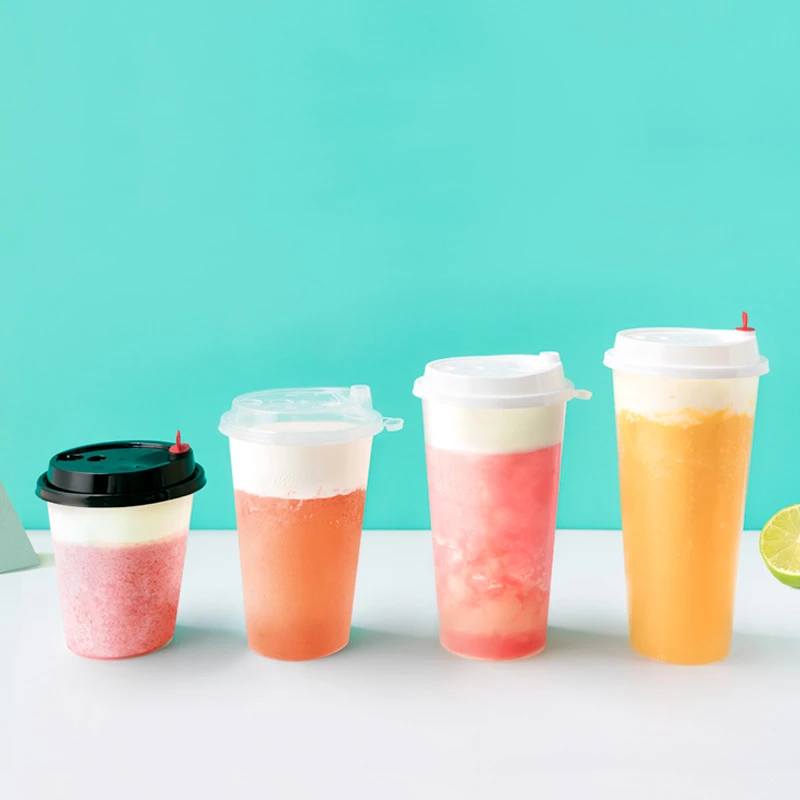 Printed Custom Logo Clear 16oz Juice PP Disposable Milk Boba Bubble Tea Plastic Cups