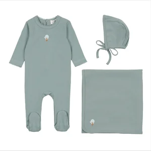 Factory Wholesale Baby Infant Romper and Hat Blanket Organic Bamboo Cotton Pajamas Knitted Baby Suit
