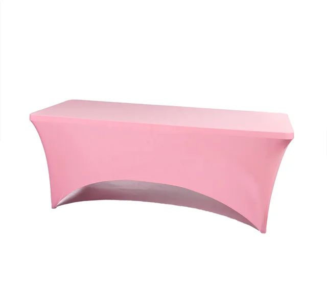 6ft  Rectangular pink Tablecloth Spandex Tablecloths Fitted Stretch Polyester Table Cover for Wedding Banquet Party