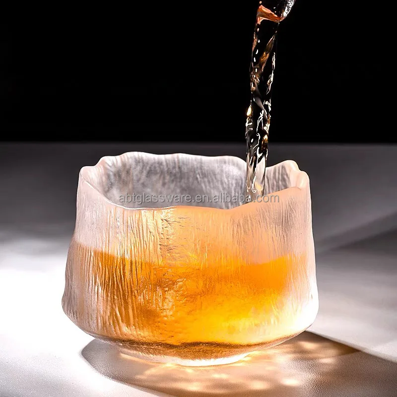 Hand Made Frosted Japanese Style Glacier Sake Glass Cup Tea Glasses