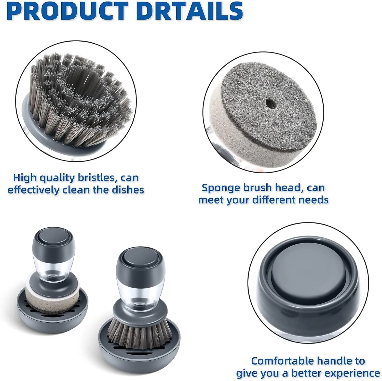 Kitchen Scrub Brush For Dishes Pots Pans Sink Cleaning Soap Dispensing