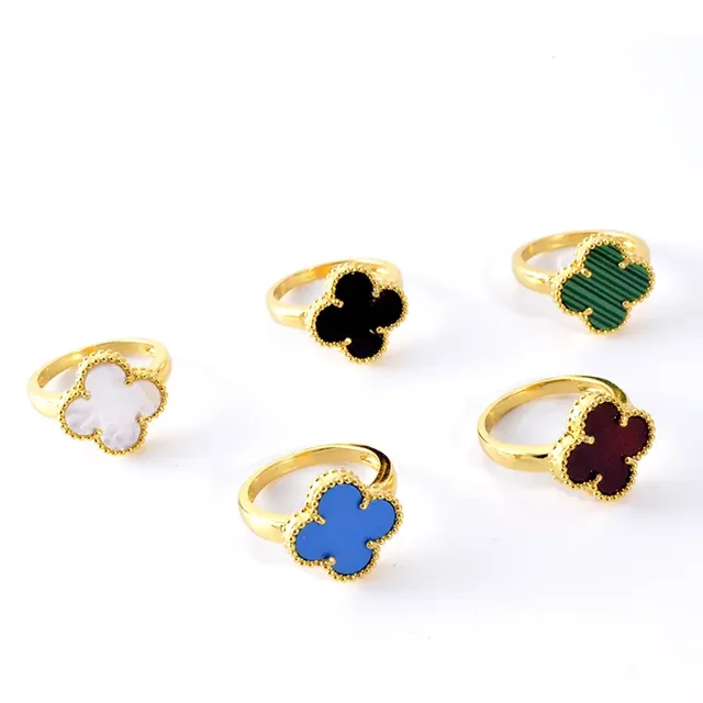 Four-leaf Clover Ring 2024 Designer Trendy Ring Gold 18K Stainless Steel Tarnish Free Jewelry New Stainless Steel Rings