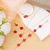 Five-piece set red five-flower plate